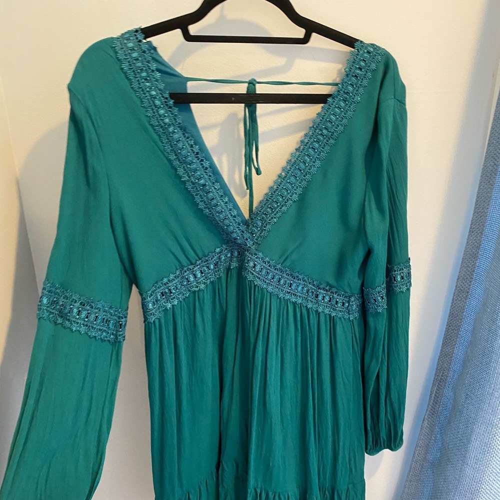 Green boho dress